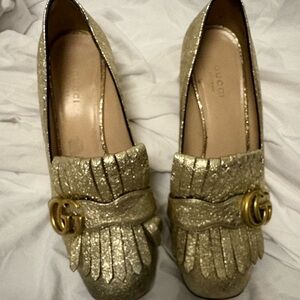 Gucci Gold Fringe Heels
